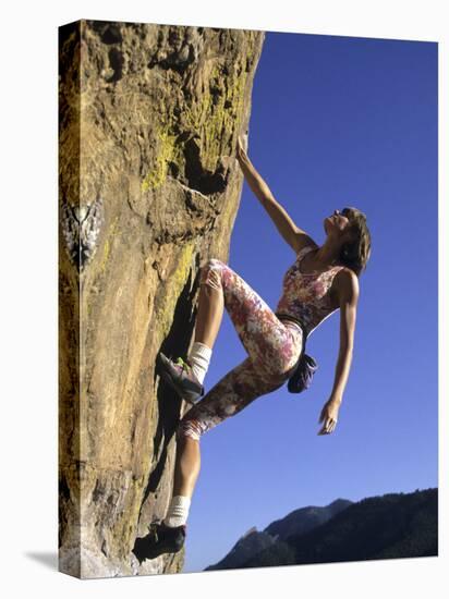 Female Rock Climber-null-Stretched Canvas