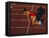 Female Runner at the Start of a Track Race-null-Framed Stretched Canvas