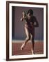 Female Runner at the Start of a Track Race-null-Framed Photographic Print