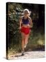 Female Runner Out on the Trails-null-Stretched Canvas