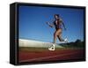 Female Runner Training on the Track-null-Framed Stretched Canvas