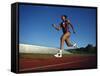 Female Runner Training on the Track-null-Framed Stretched Canvas