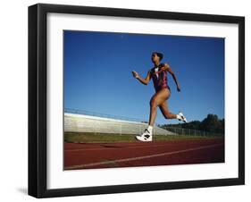 Female Runner Training on the Track-null-Framed Photographic Print