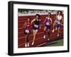 Female Runners Competing in a Track Race-null-Framed Premium Photographic Print