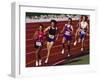 Female Runners Competing in a Track Race-null-Framed Premium Photographic Print