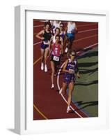 Female Runners Competing in a Track Race-null-Framed Photographic Print