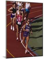 Female Runners Competing in a Track Race-null-Mounted Photographic Print