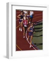 Female Runners Competing in a Track Race-null-Framed Photographic Print