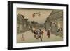 Female Servers Attract Travelers to Get Them to Take their Tea Houses-Utagawa Hiroshige-Framed Art Print