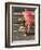 Female Shopkeeper in Thai Old Fashioned Traditional Cloth ,Red Paper Umbrella and Load Thai Food In-aodaodaodaod-Framed Photographic Print