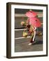 Female Shopkeeper in Thai Old Fashioned Traditional Cloth ,Red Paper Umbrella and Load Thai Food In-aodaodaodaod-Framed Photographic Print