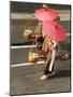 Female Shopkeeper in Thai Old Fashioned Traditional Cloth ,Red Paper Umbrella and Load Thai Food In-aodaodaodaod-Mounted Photographic Print