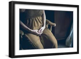 Female Sitting with Clasped Hands-Clive Nolan-Framed Photographic Print