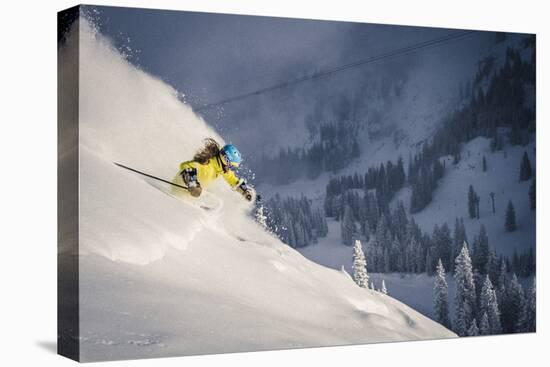 Female Skier In Utah-Liam Doran-Stretched Canvas
