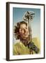 Female Skier with Her Ski Poles-null-Framed Photographic Print