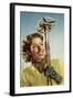 Female Skier with Her Ski Poles-null-Framed Photographic Print