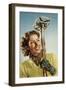 Female Skier with Her Ski Poles-null-Framed Photographic Print