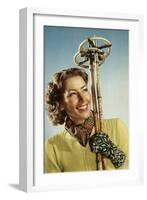 Female Skier with Her Ski Poles-null-Framed Photographic Print