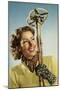 Female Skier with Her Ski Poles-null-Mounted Photographic Print