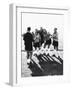 Female Soccer Team Standing in Front of Their Couch-null-Framed Photographic Print