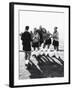 Female Soccer Team Standing in Front of Their Couch-null-Framed Photographic Print