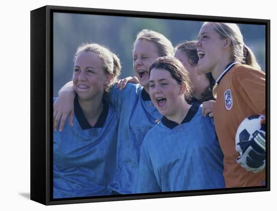 Female Soccer Team Standing Together-null-Framed Stretched Canvas