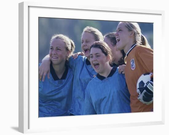 Female Soccer Team Standing Together-null-Framed Photographic Print