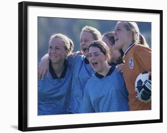 Female Soccer Team Standing Together-null-Framed Photographic Print