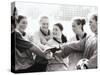 Female Soccer Team with Their Hands Together-null-Stretched Canvas