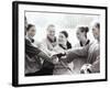 Female Soccer Team with Their Hands Together-null-Framed Photographic Print