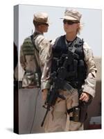 Female Soldier in Combat Gear at Sather Air Base in Iraq, Ca. 2008-null-Stretched Canvas