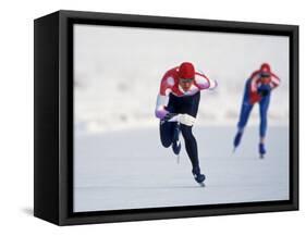 Female Speed Skaters in Action-null-Framed Stretched Canvas