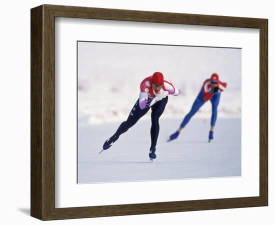 Female Speed Skaters in Action-null-Framed Photographic Print