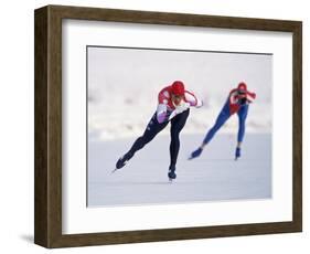 Female Speed Skaters in Action-null-Framed Photographic Print