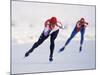 Female Speed Skaters in Action-null-Mounted Photographic Print