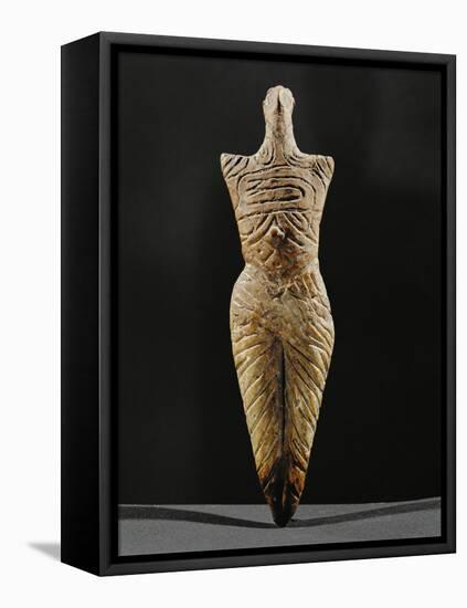 Female Statuette, Neolithic Idol, Terracotta, from Cucuteni, Romania-null-Framed Stretched Canvas