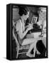 Female Student Typing a Letter at the University of Missouri-Alfred Eisenstaedt-Framed Stretched Canvas