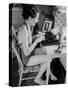 Female Student Typing a Letter at the University of Missouri-Alfred Eisenstaedt-Stretched Canvas