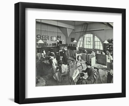 Female Students Painting Still Lifes, Hammersmith School of Arts and Crafts, London, 1910-null-Framed Photographic Print