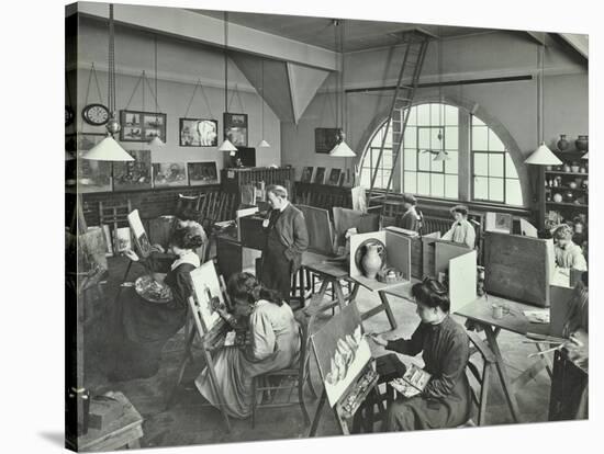 Female Students Painting Still Lifes, Hammersmith School of Arts and Crafts, London, 1910-null-Stretched Canvas
