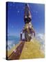 Female Surfer Doing a Headstand on a Surfboard-null-Stretched Canvas