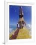 Female Surfer Doing a Headstand on a Surfboard-null-Framed Photographic Print