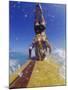 Female Surfer Doing a Headstand on a Surfboard-null-Mounted Photographic Print