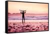 Female Surfer on the Beach at the Sunset-iko-Framed Stretched Canvas