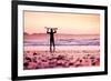 Female Surfer on the Beach at the Sunset-iko-Framed Photographic Print