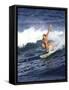 Female Surfer Riding a Wave-null-Framed Stretched Canvas