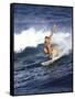 Female Surfer Riding a Wave-null-Framed Stretched Canvas
