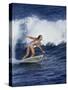 Female Surfer Riding a Wave-null-Stretched Canvas