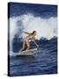 Female Surfer Riding a Wave-null-Stretched Canvas