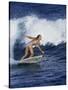 Female Surfer Riding a Wave-null-Stretched Canvas